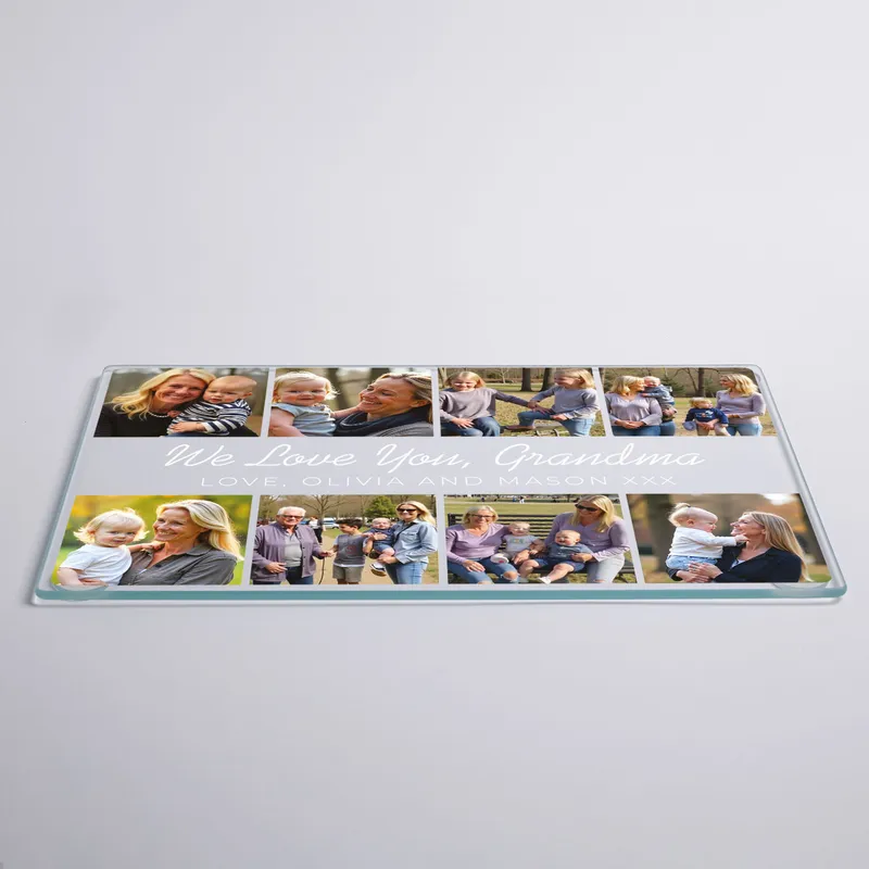 Personalized Photo Glass Cutting Board for Grandma
