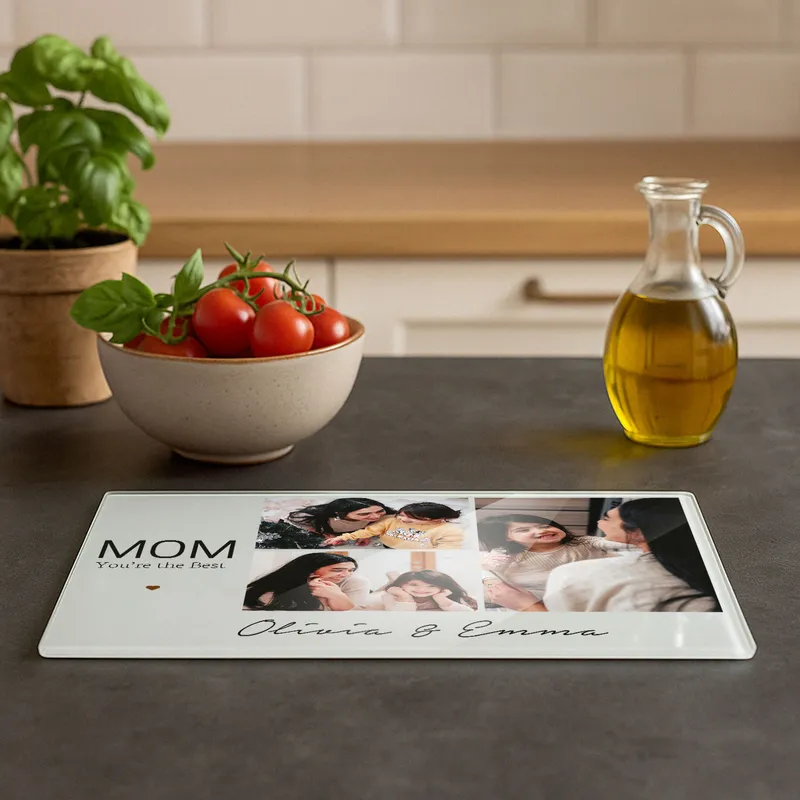 Personalised Photo Glass Cutting Board for Mother's Day