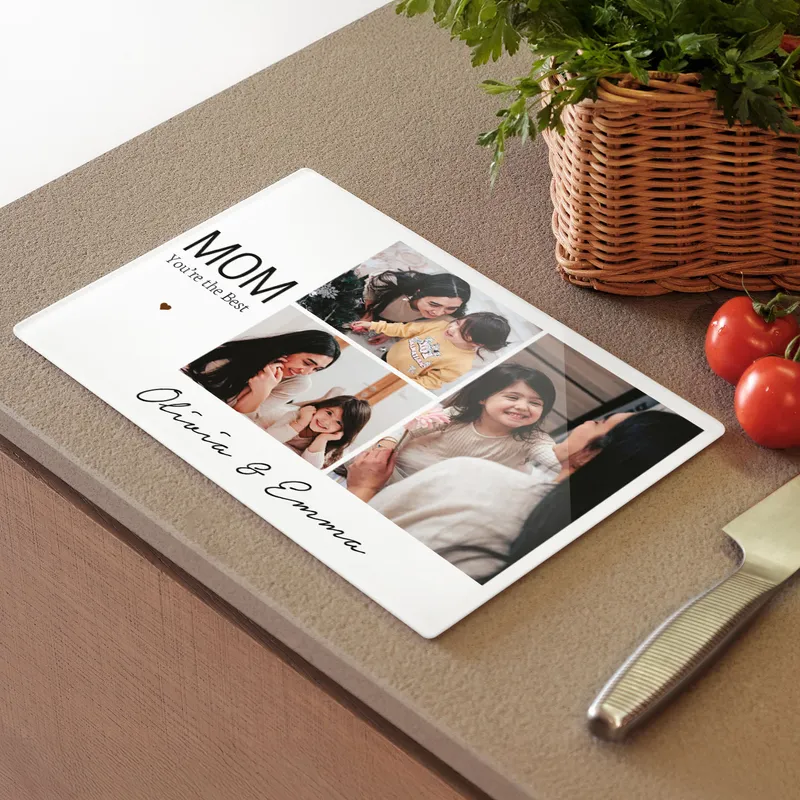 Personalised Photo Glass Cutting Board for Mother's Day