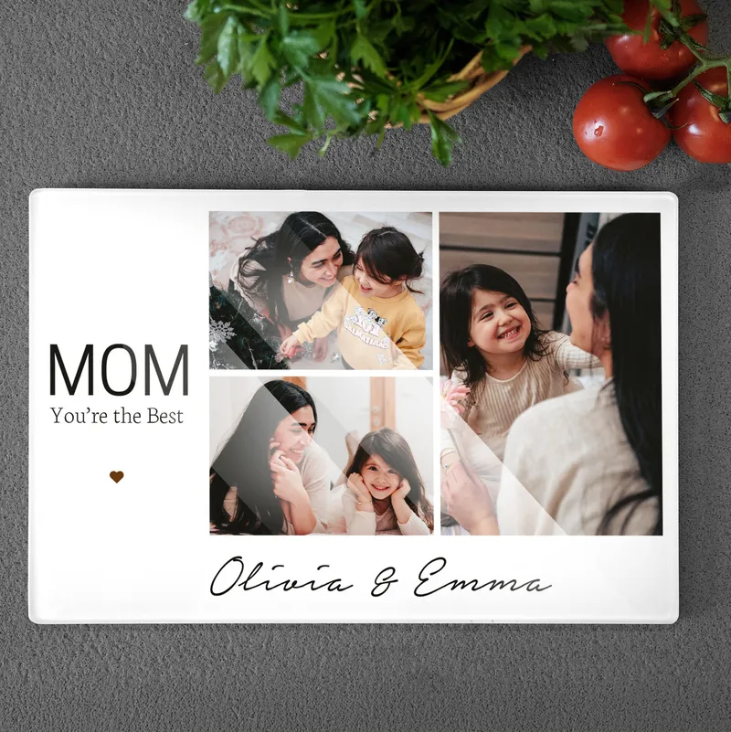 Personalised Photo Glass Cutting Board for Mother's Day