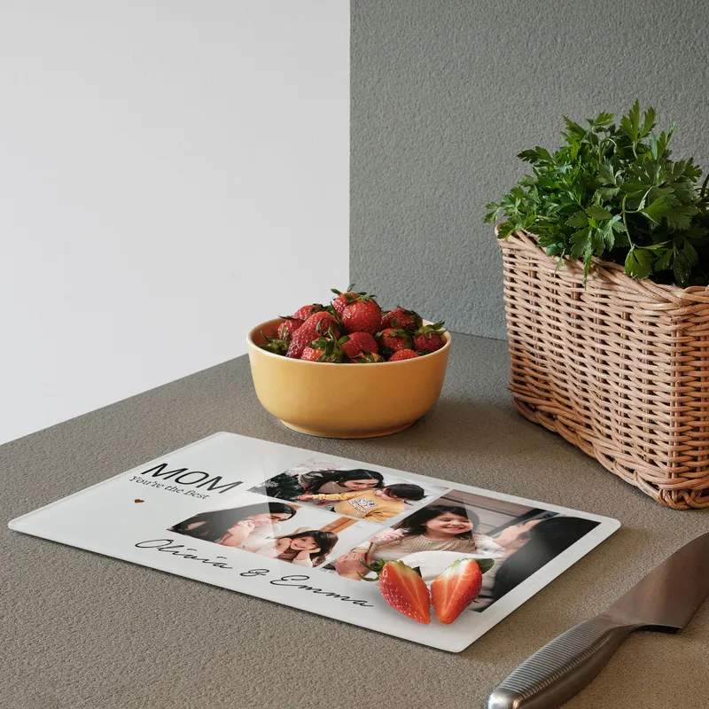 Personalised Photo Glass Cutting Board for Mother's Day