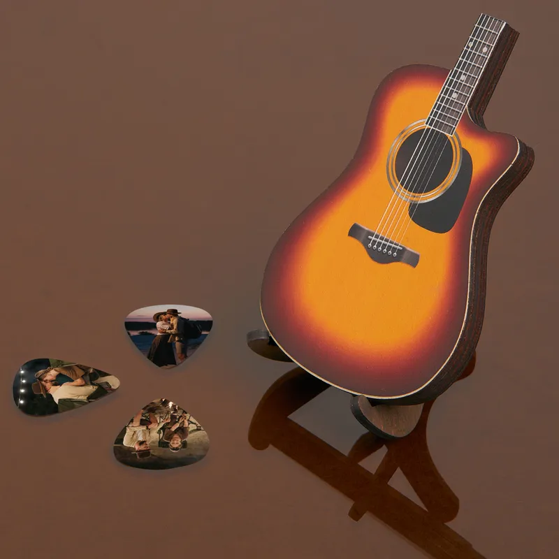 Personalised Photo Guitar Pick and Wooden Box Set