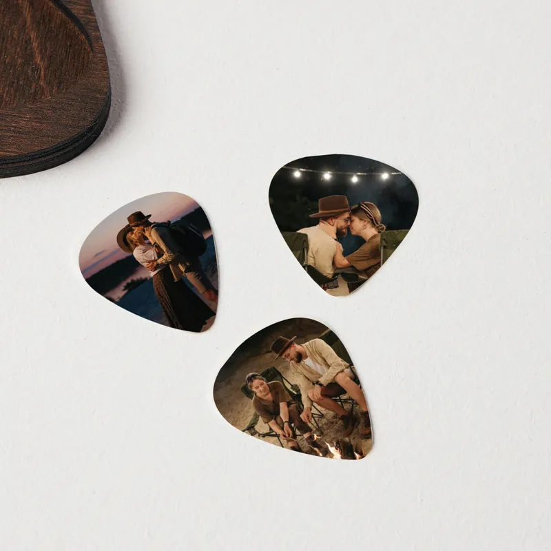 Personalized Photo Guitar Pick Set for Music Lovers - Set Of 3
