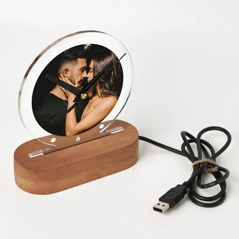 Personalized Photo LED Lamp Desk Clock