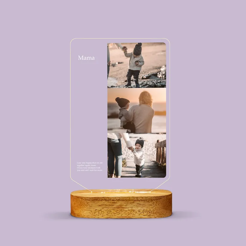 Personalized Photo LED Lamp with Custom Message for Mom