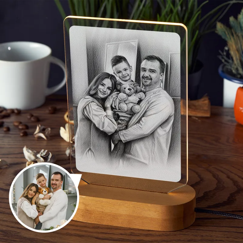 Personalized Photo LED Lamp with Sketch Effect