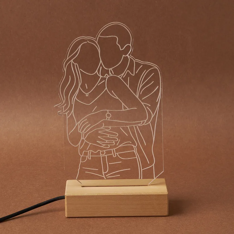Personalized Photo Line Art LED Lamp for Couples