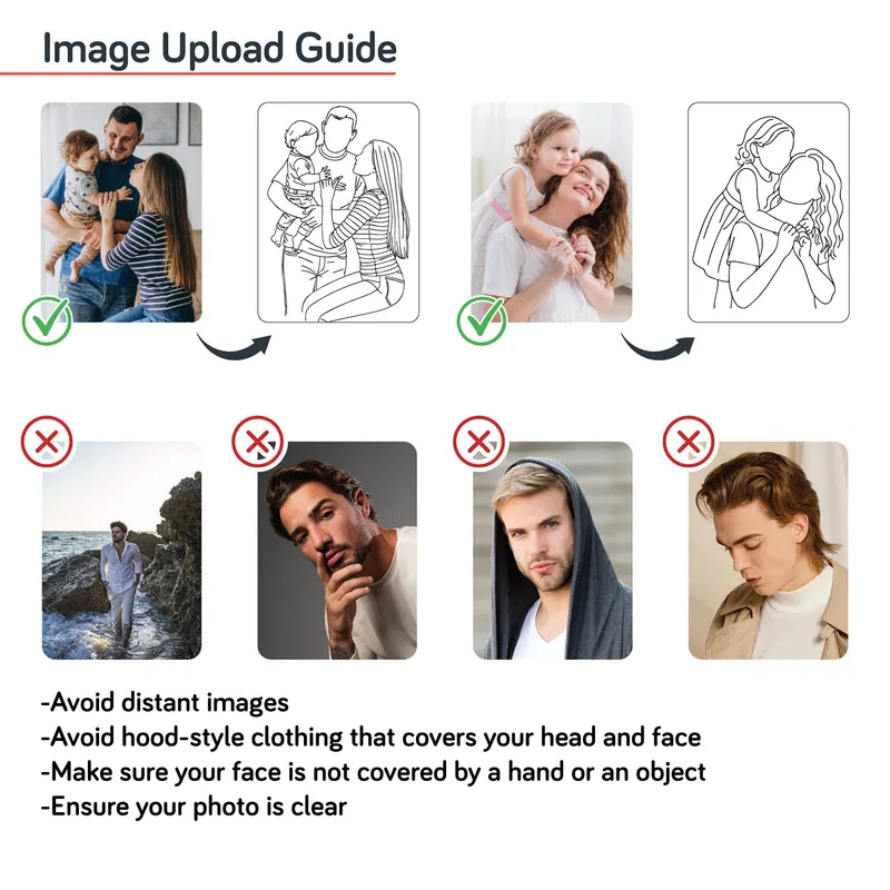 Personalized Photo Line Art LED Lamp for Couples