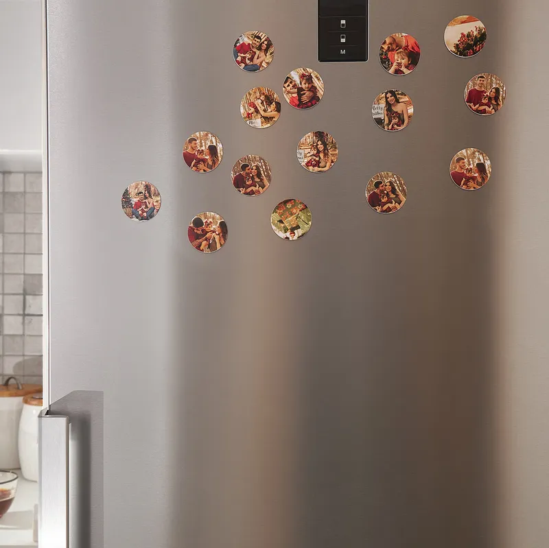 Personalised Round Photo Magnet Set of 15