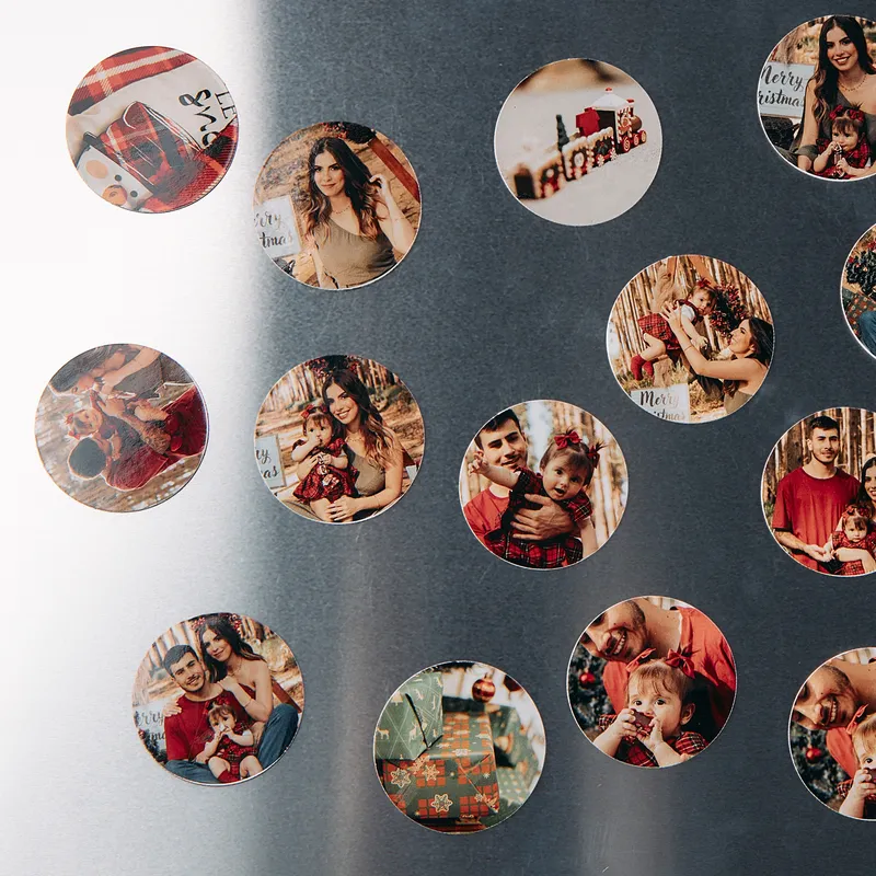 Personalised Round Photo Magnet Set of 15