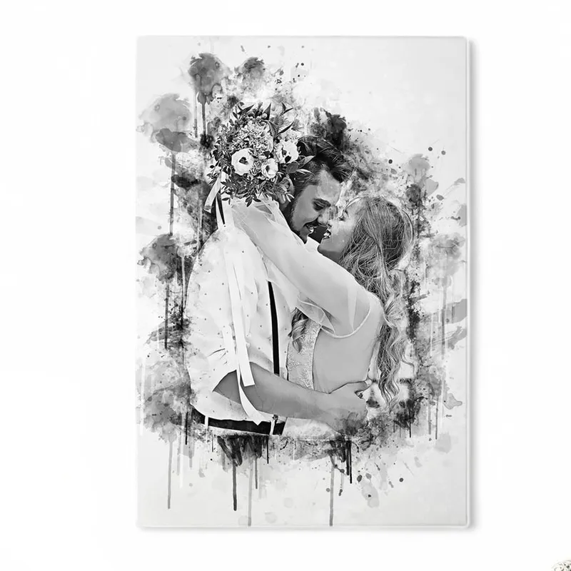 Personalised Charcoal Sketch Canvas Print 16x24 Romantic Gift