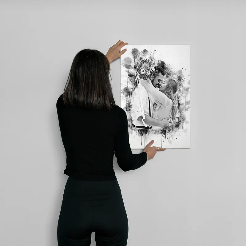 Personalised Charcoal Sketch Canvas Print 16x24 Romantic Gift