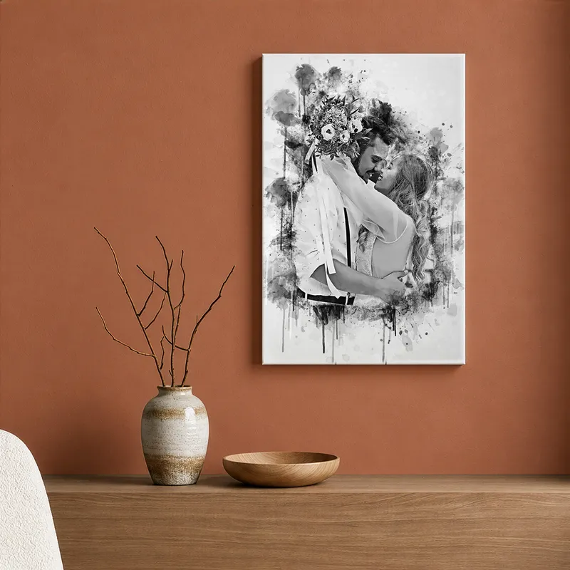 Personalized Photo Printed Charcoal Canvas Picture