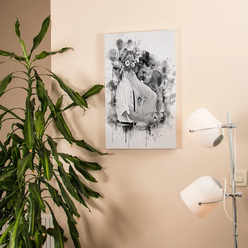 Personalised Charcoal Sketch Canvas Print 16x24 Romantic Gift