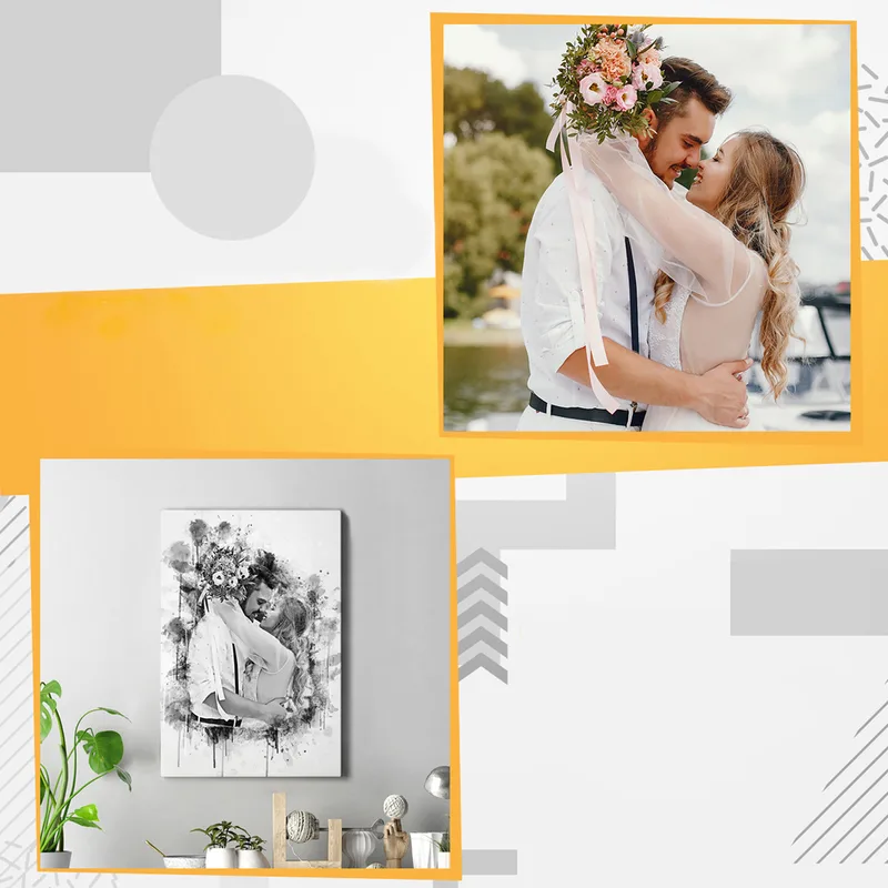 Personalised Charcoal Sketch Canvas Print 16x24 Romantic Gift