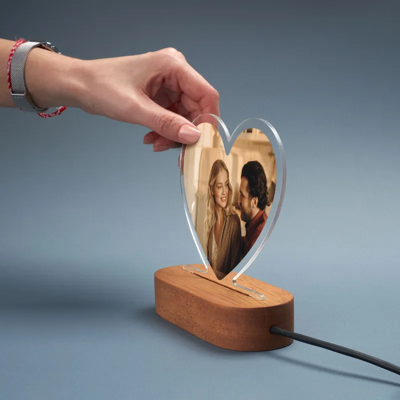 Personalised Heart-Shaped Photo LED Lamp for Cherished Memories