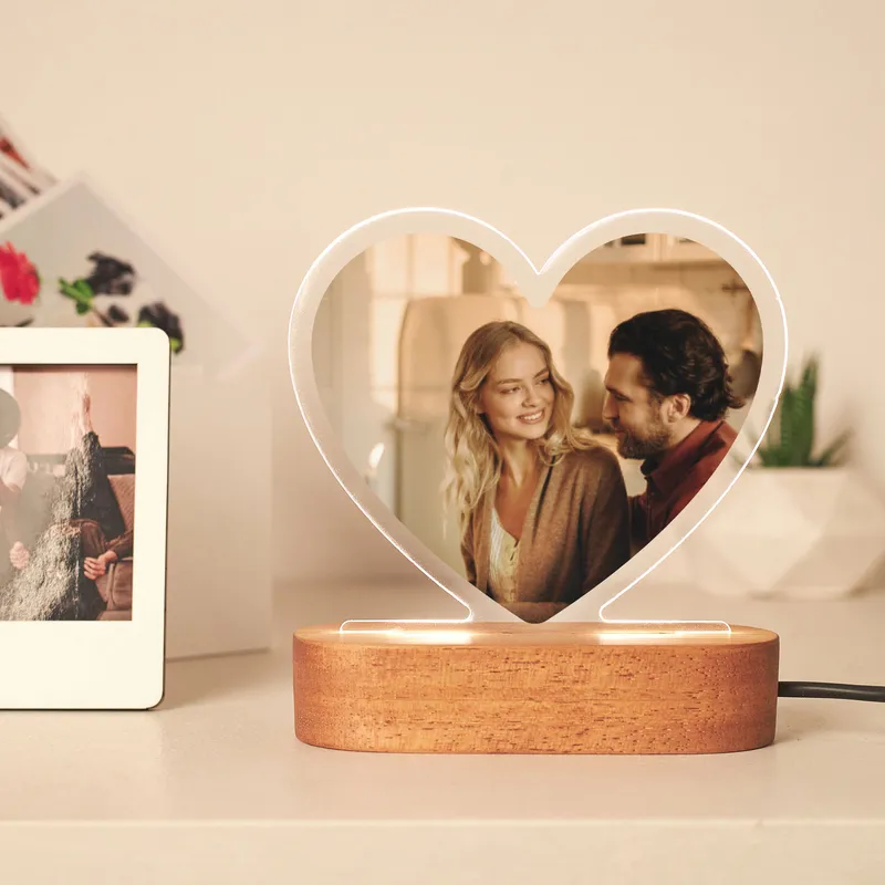 Personalised Heart-Shaped Photo LED Lamp for Cherished Memories