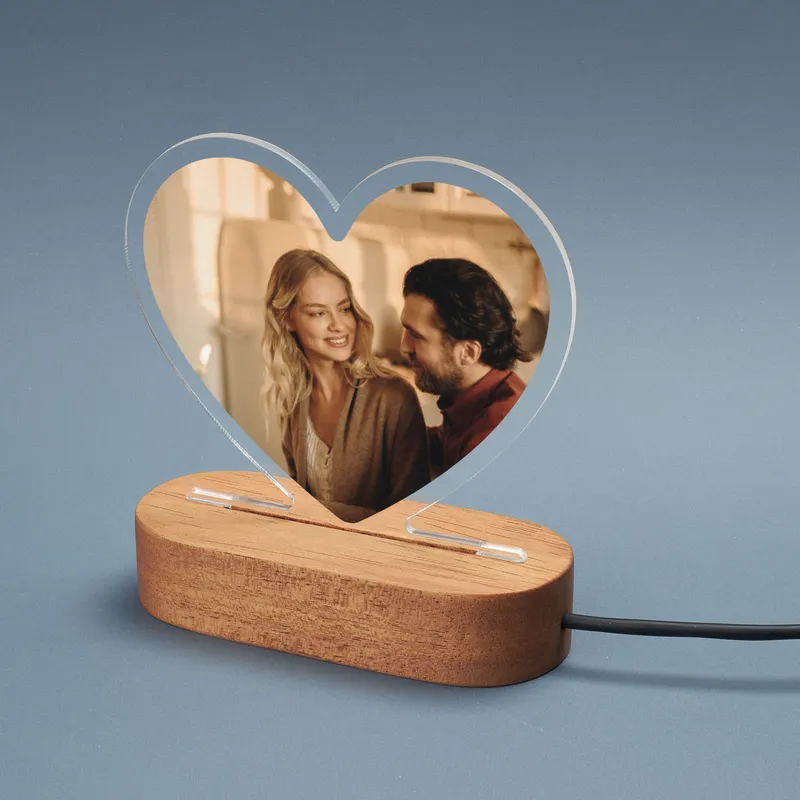 Personalised Heart-Shaped Photo LED Lamp for Cherished Memories