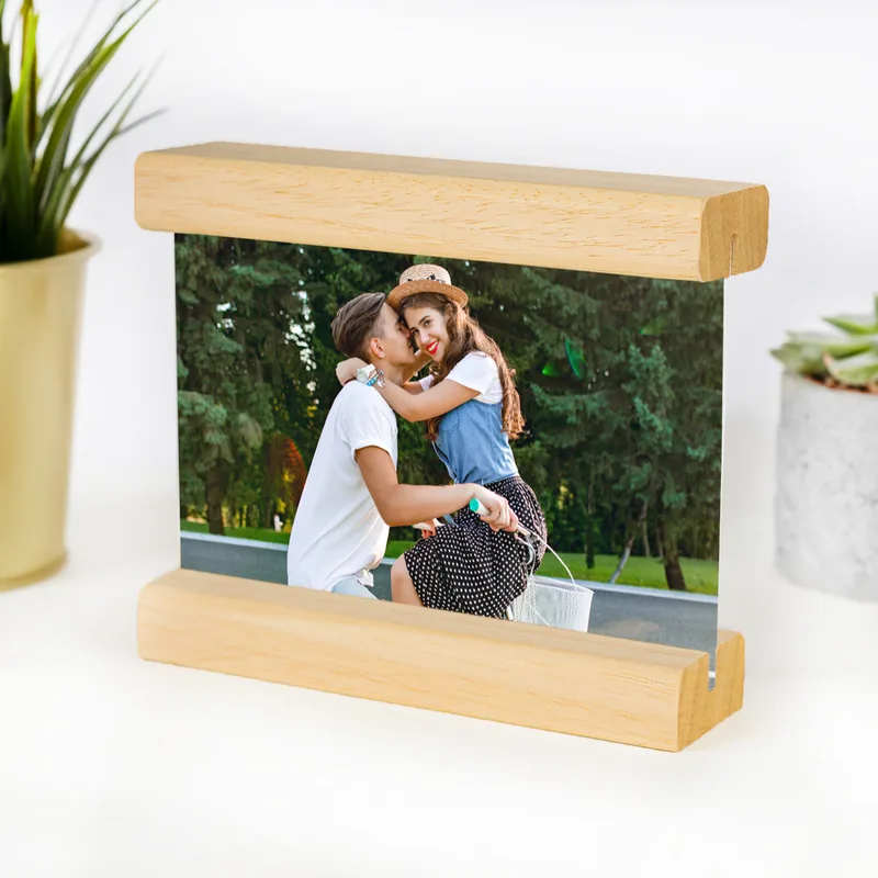 Personalized Photo Printed Plexiglass with Wooden Base