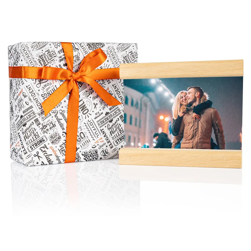 Personalized Photo Printed Plexiglass with Wooden Base