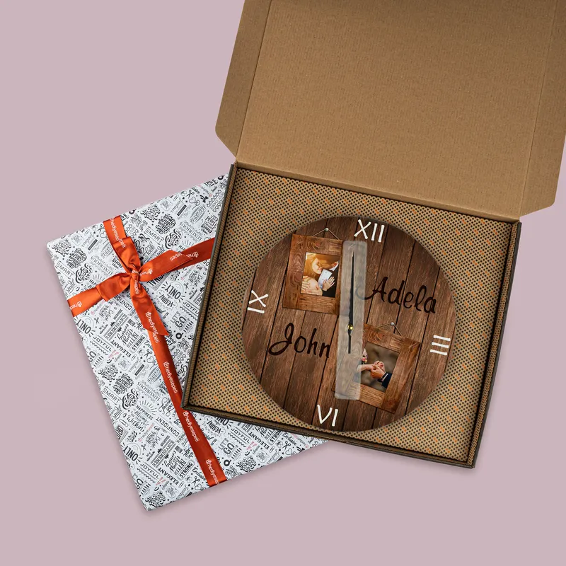 Personalised Wooden Photo Clock for Anniversary Gifts