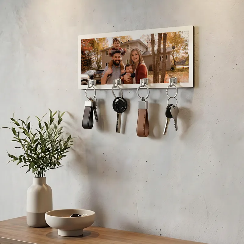 Personalized Photo Wall Key Holder with 4 Hooks