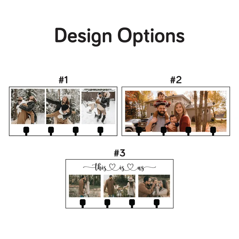 Personalized Photo Wall Key Holder with 4 Hooks