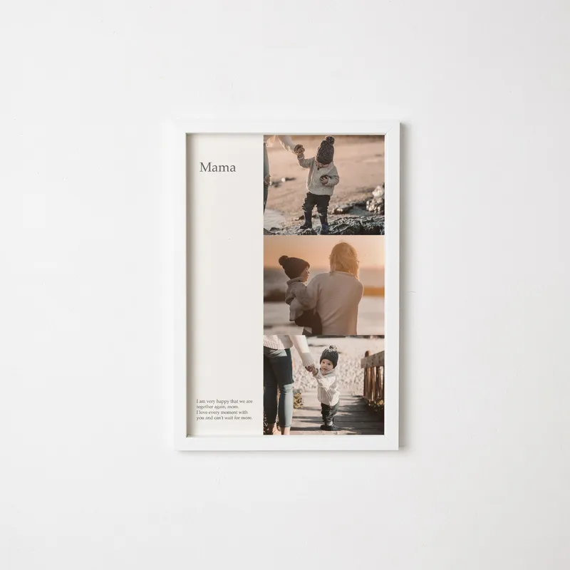 Personalized Picture Frame with Three Photos and Custom Message for Mother Gifts