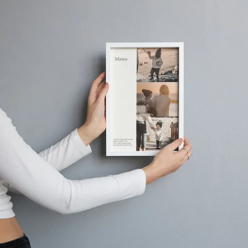 Personalized Picture Frame with Three Photos and Custom Message for Mother Gifts