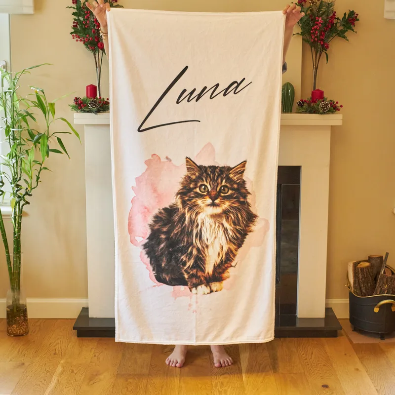 Personalized Picture Water Color Design Printed Ultra Absorbent Pet Towel