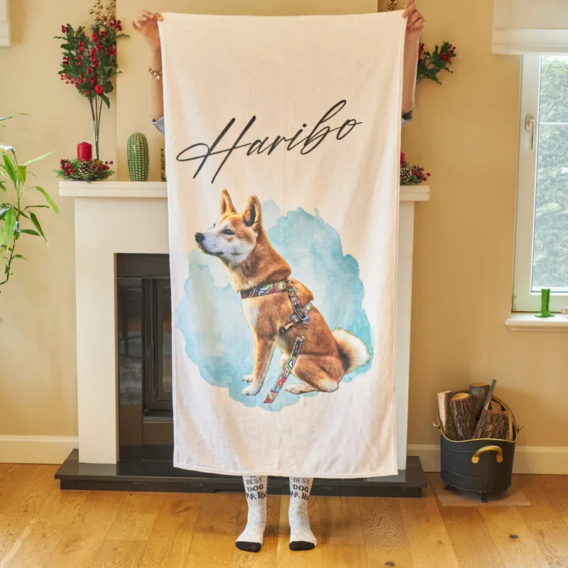 Personalized Picture Water Color Design Printed Ultra Absorbent Pet Towel
