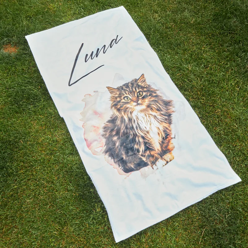 Personalized Picture Water Color Design Printed Ultra Absorbent Pet Towel