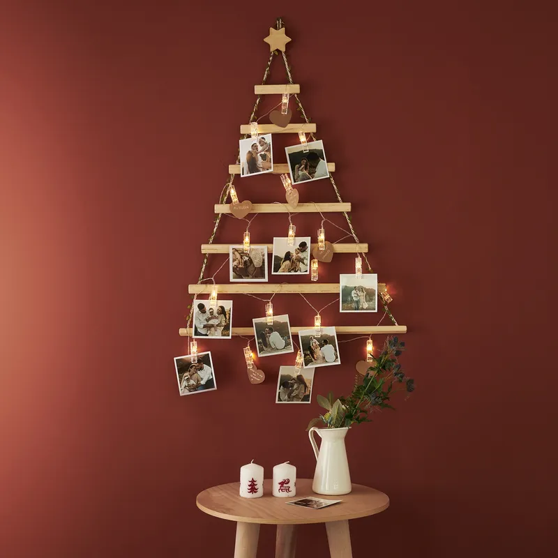 Personalized Pine Tree Photo Display with LED Lights Plus 12 Printed Photos