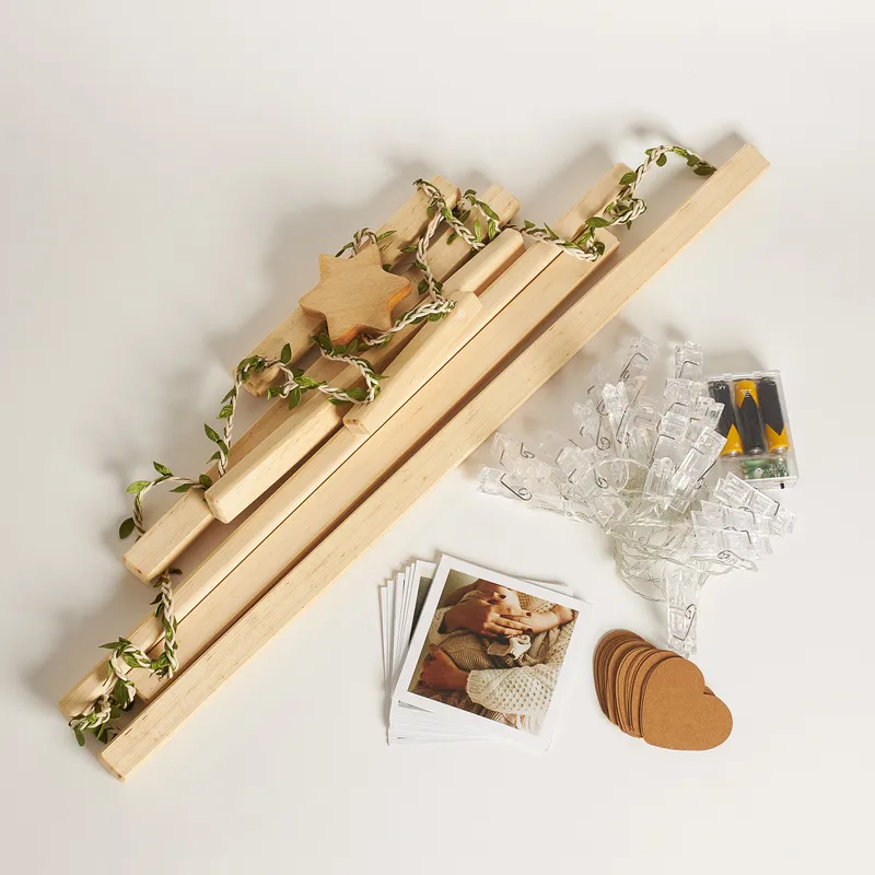 Personalized Pine Tree Photo Display with LED Lights Plus 12 Printed Photos