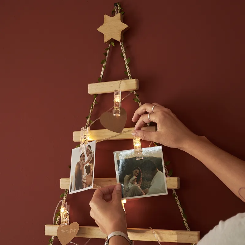 Personalized Pine Tree Photo Display with LED Lights Plus 12 Printed Photos