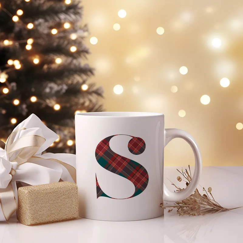 Personalized Plaid Monogram Mug Christmas Gift