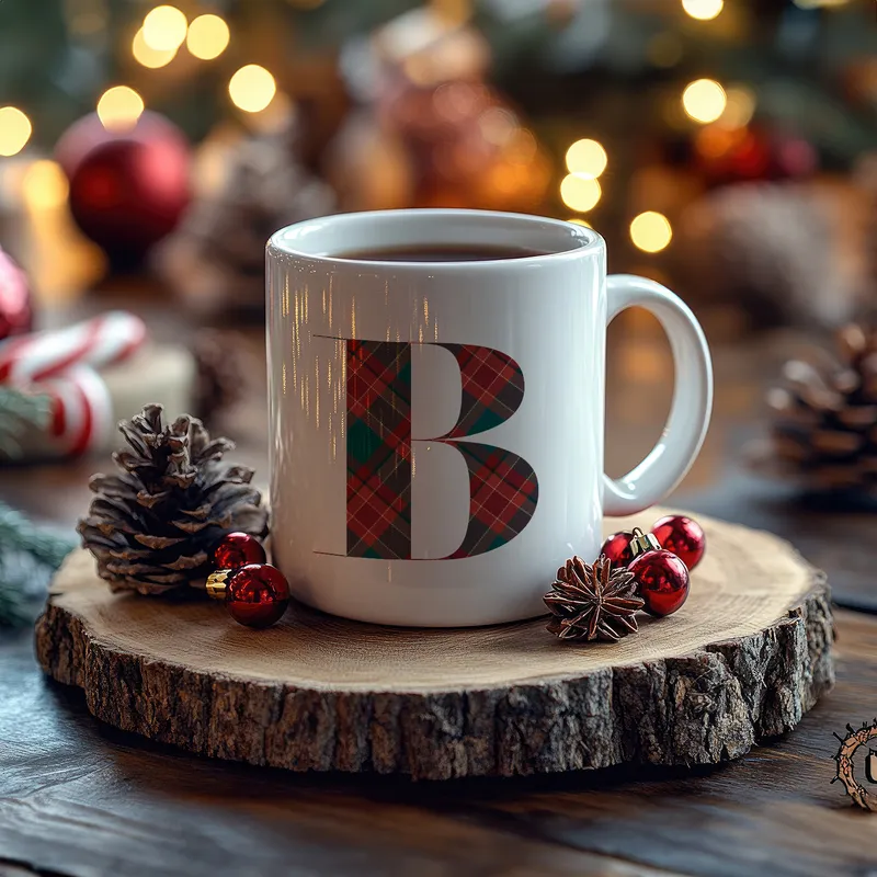 Personalized Plaid Monogram Mug Christmas Gift