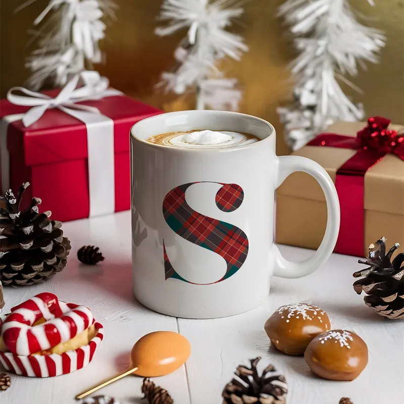 Personalized Plaid Monogram Mug Christmas Gift
