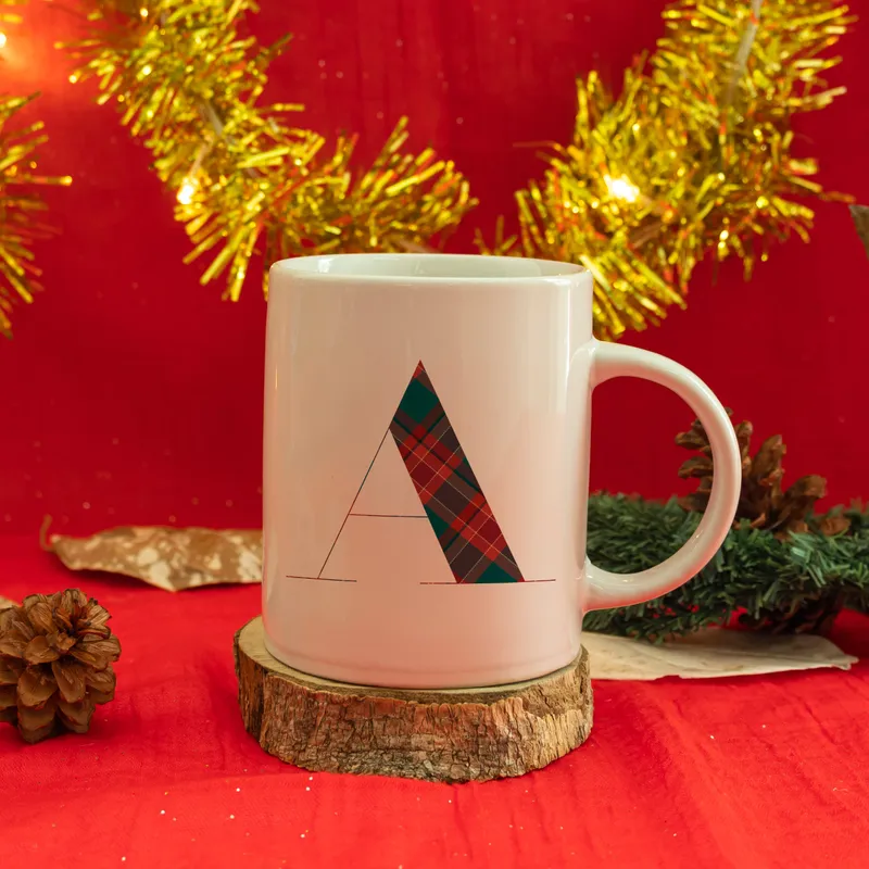 Personalized Plaid Monogram Mug Christmas Gift
