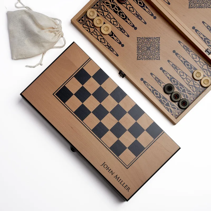 Personalized Premium Beech Wood Backgammon Set
