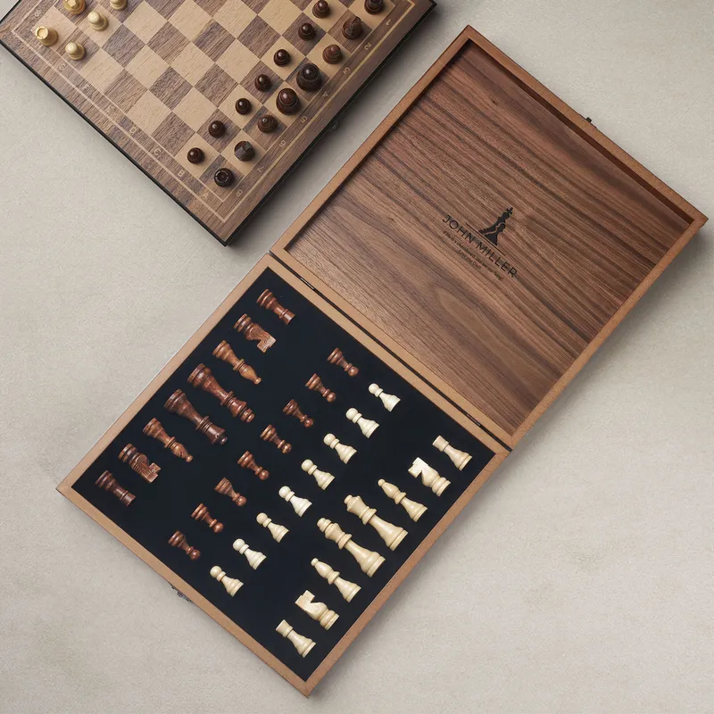Personalised Premium Walnut Chess Set