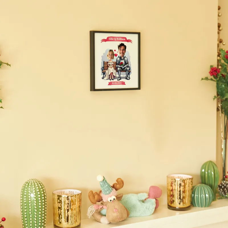 Personalized Princess and Knight Caricature Frame