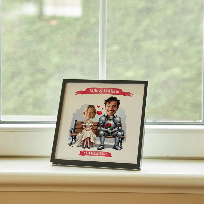 Personalized Princess and Knight Caricature Frame