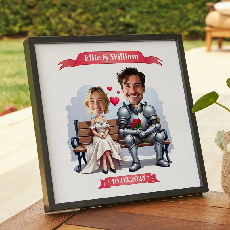 Personalized Princess and Knight Caricature Frame