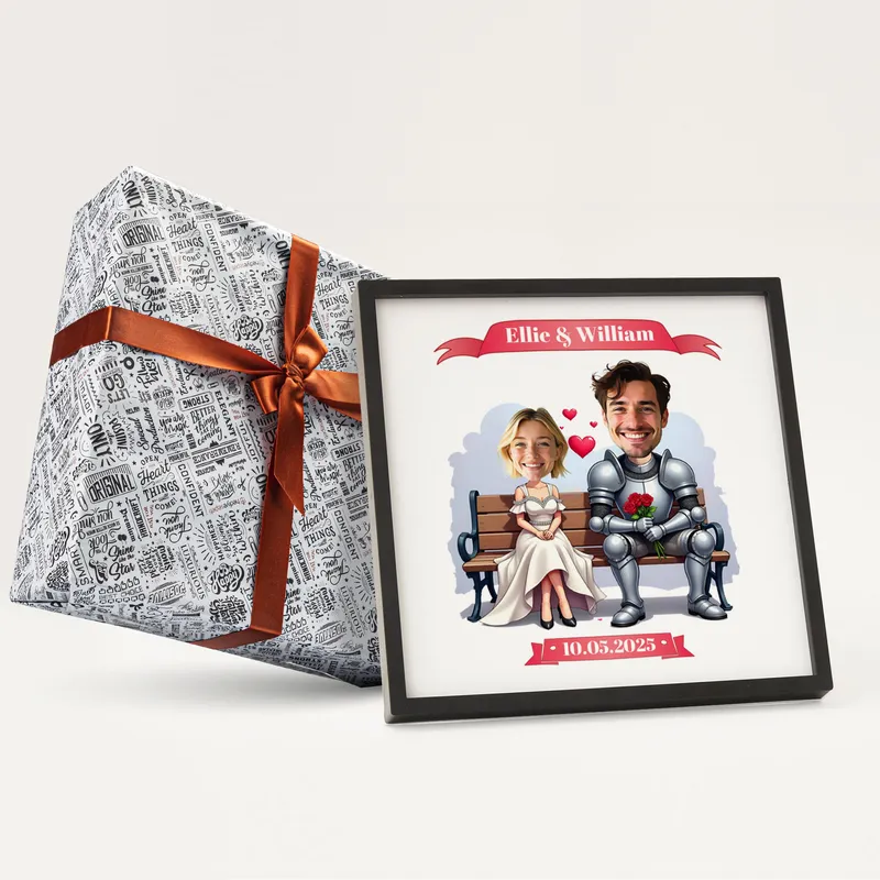 Personalized Princess and Knight Caricature Frame