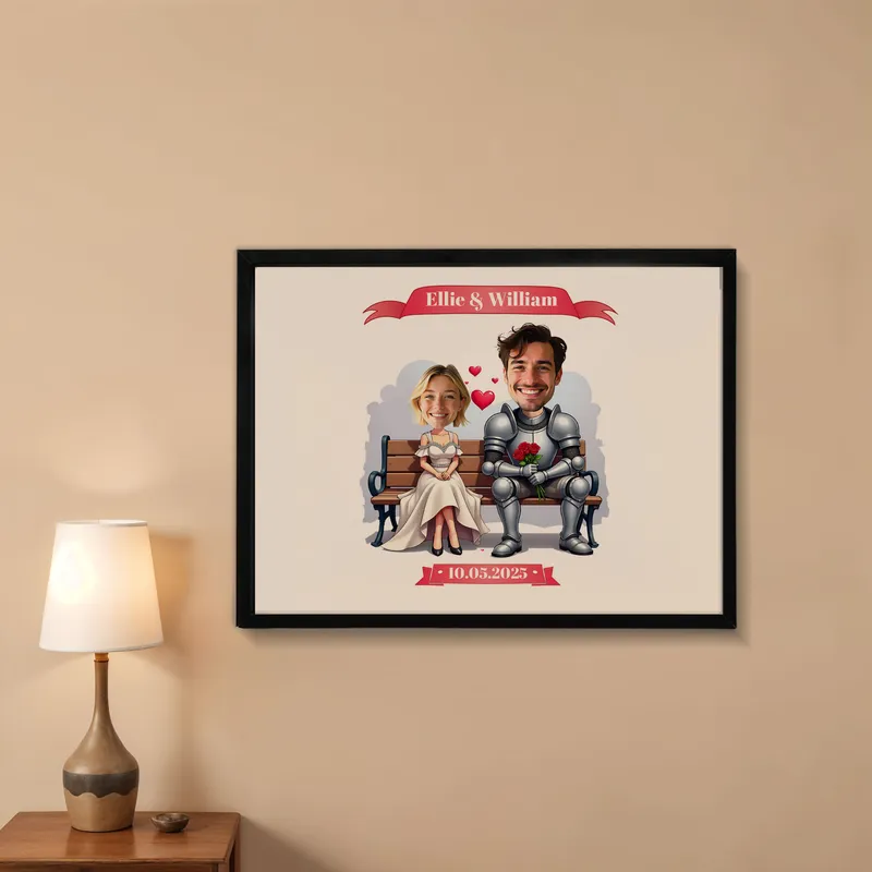 Personalised Princess and Knight Cartoon Frame