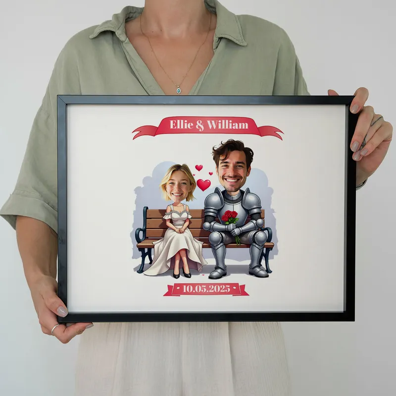 Personalised Princess and Knight Cartoon Frame