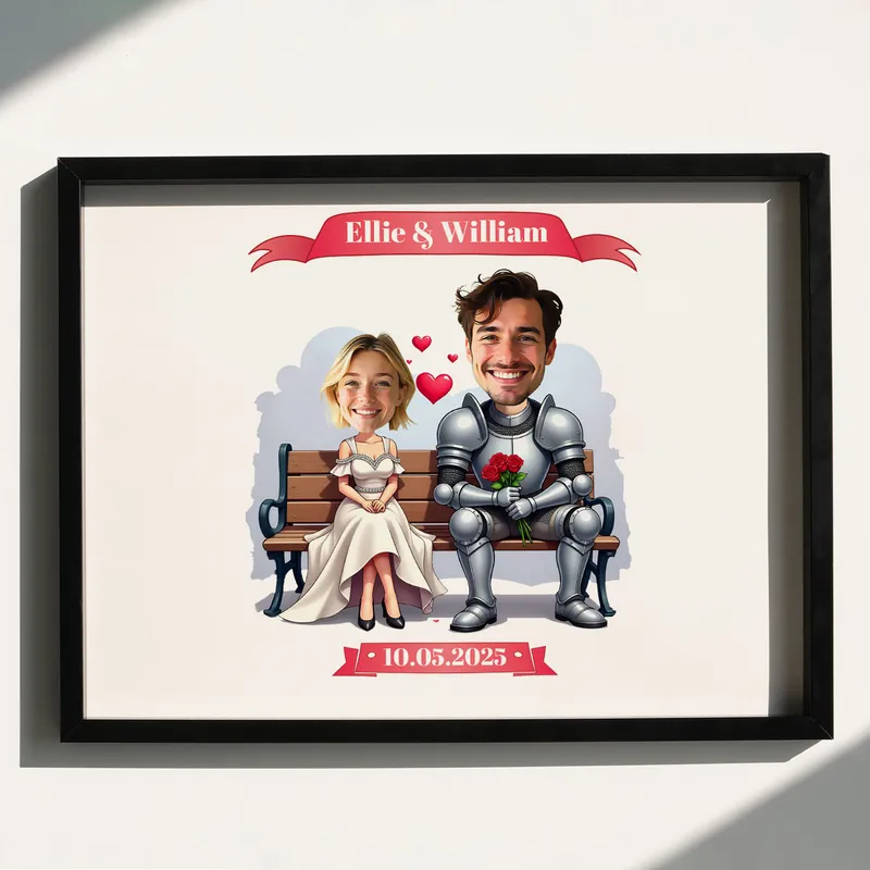 Personalised Princess and Knight Cartoon Frame