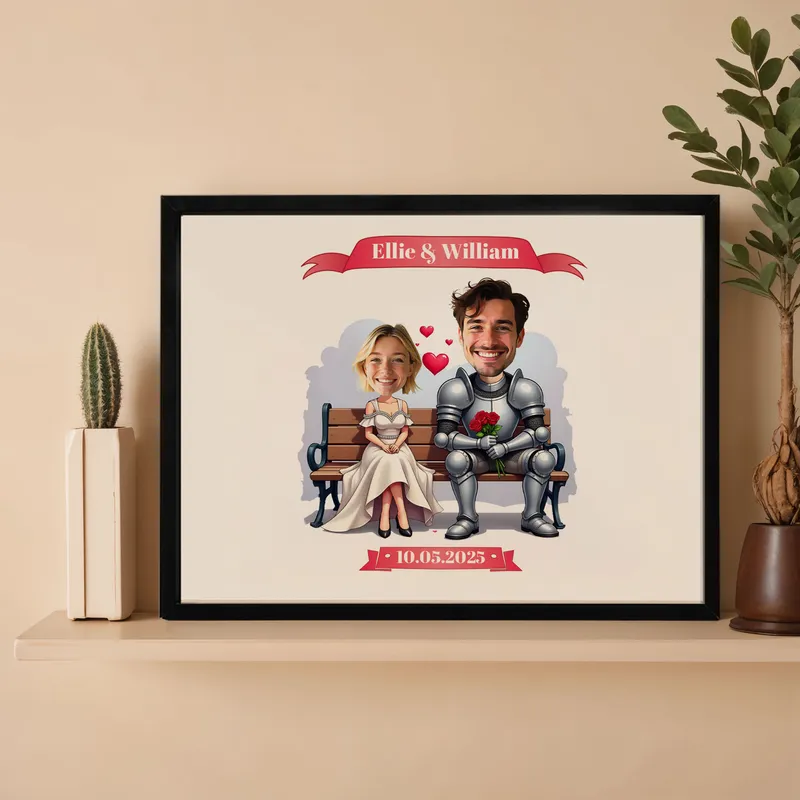 Personalised Princess and Knight Cartoon Frame