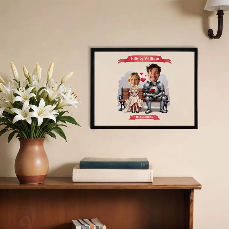 Personalised Princess and Knight Cartoon Frame